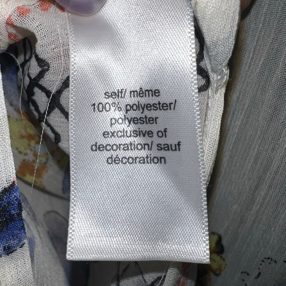 Maurices Crochet Trim Floral Kimono Ivory Coral Blue Sheer Lightweight Long S/M - Picture 6 of 9